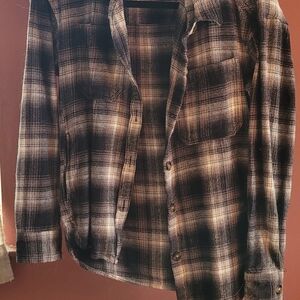 Men's Black and White Plaid Shirt